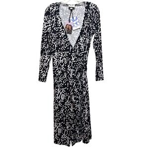 Diane von Furstenberg for Target Wrap Midi Dress‎ Black White Ginkgo Print S NEW